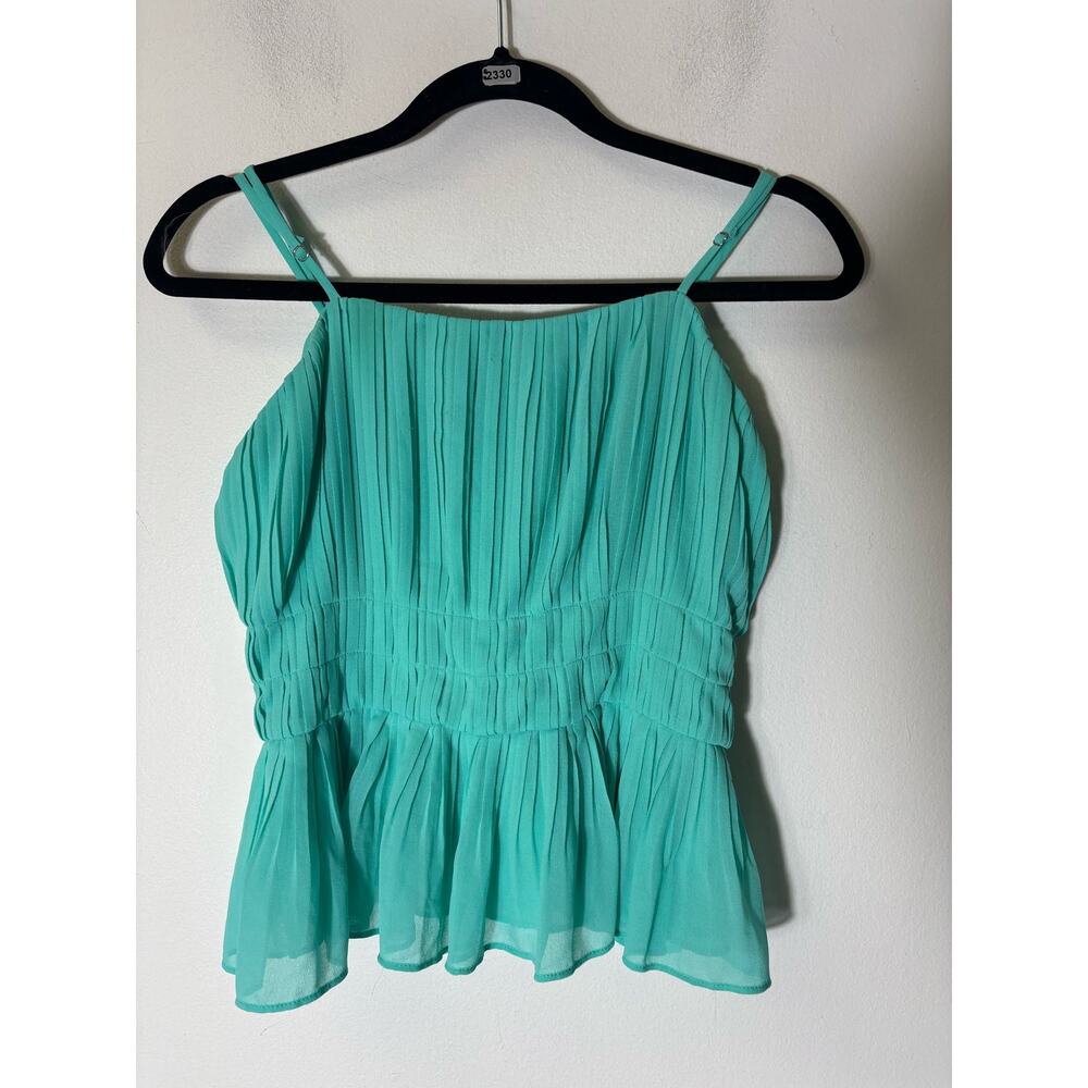 The Pants Store Sea Green Strappy Pleated Flowy Top Sz S